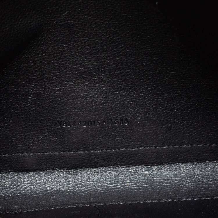 Pre Owned Saint Laurent Gold Sequin and Satin Monogram Wallet On Chain