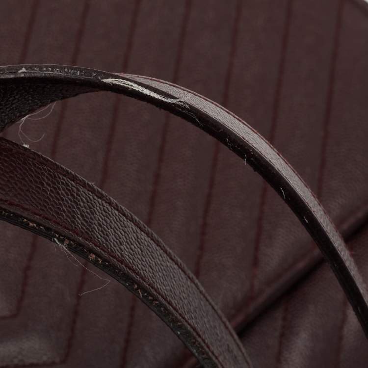 Pre Owned Saint Laurent Burgundy Matelassé Leather Monogram Envelope Shoulder Bag