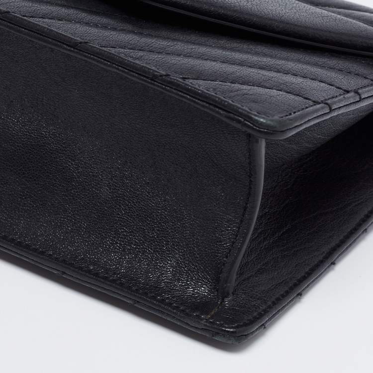 Pre Owned Saint Laurent Black Matelassé Leather Betty Shoulder Bag