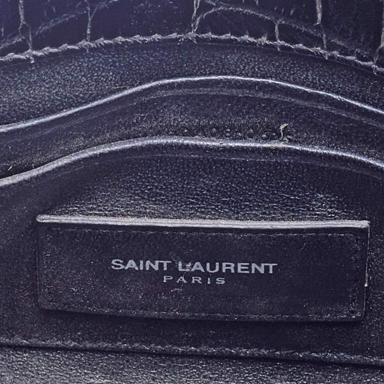 Pre Owned Saint Laurent Black Croc Embossed Leather Toy Sac De Jour Tote