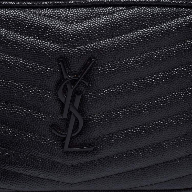 Pre Owned Saint Laurent Black Quilted Leather Lou Camera Crossbody Bag