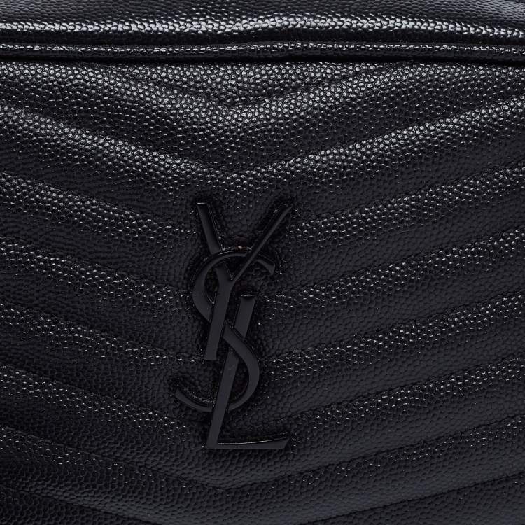 Pre Owned Saint Laurent Black Quilted Leather Lou Camera Crossbody Bag