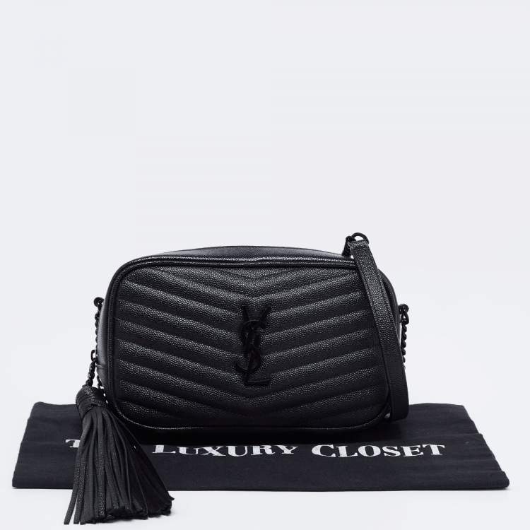 Pre Owned Saint Laurent Black Quilted Leather Lou Camera Crossbody Bag