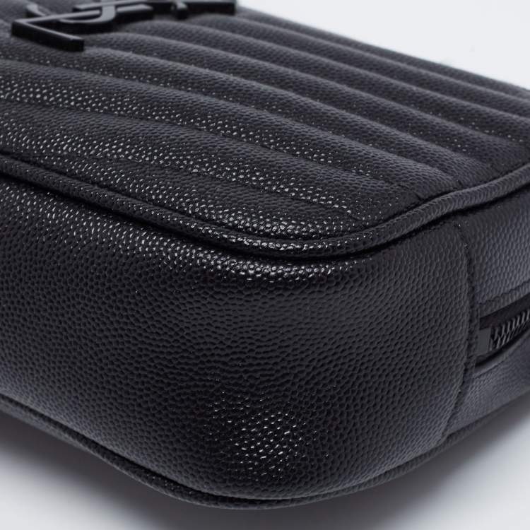 Pre Owned Saint Laurent Black Quilted Leather Lou Camera Crossbody Bag