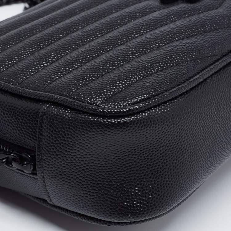 Pre Owned Saint Laurent Black Quilted Leather Lou Camera Crossbody Bag