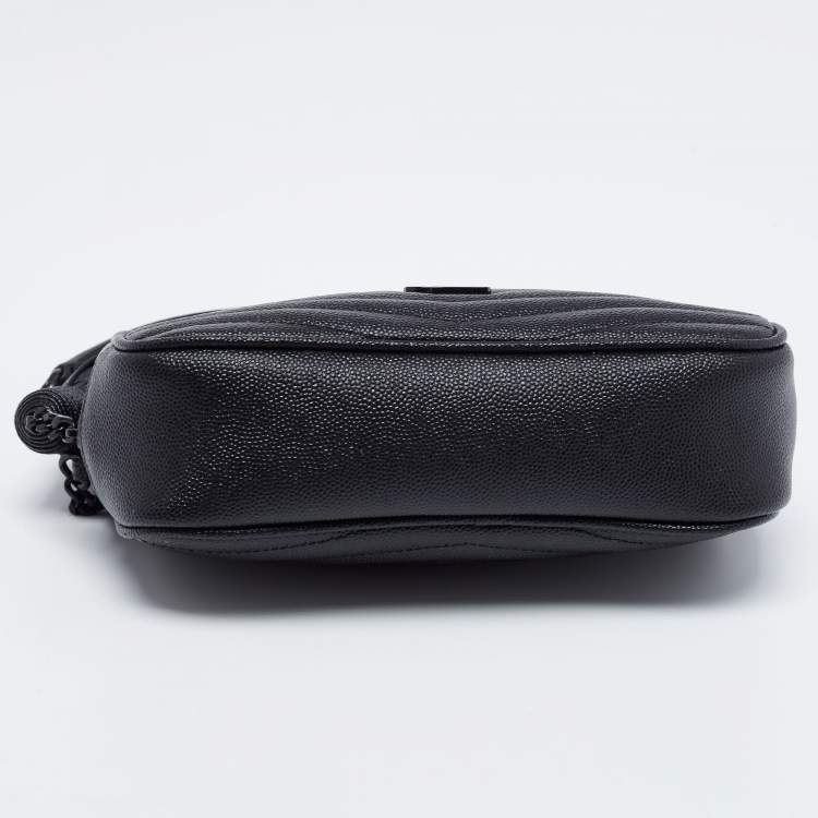 Pre Owned Saint Laurent Black Quilted Leather Lou Camera Crossbody Bag