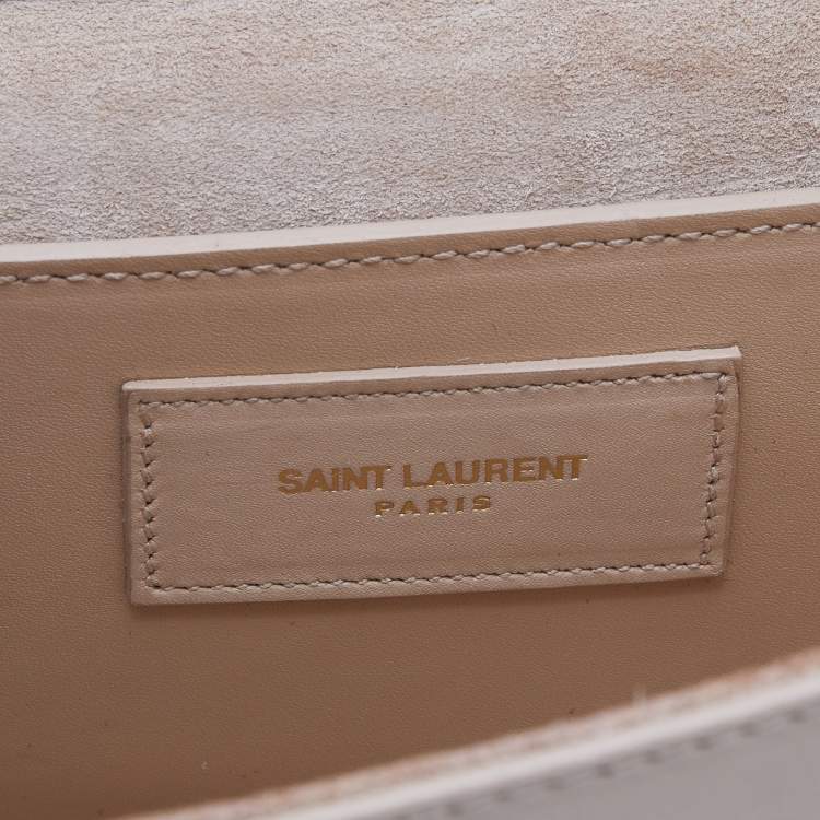 Pre Owned Saint Laurent Beige Leather Monogram Cassandre Clutch