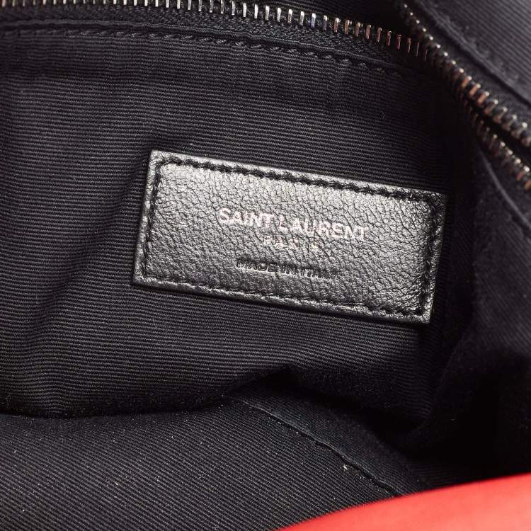 Pre Owned Saint Laurent Red Leather Teddy Bandana Drawstring Shoulder Bag