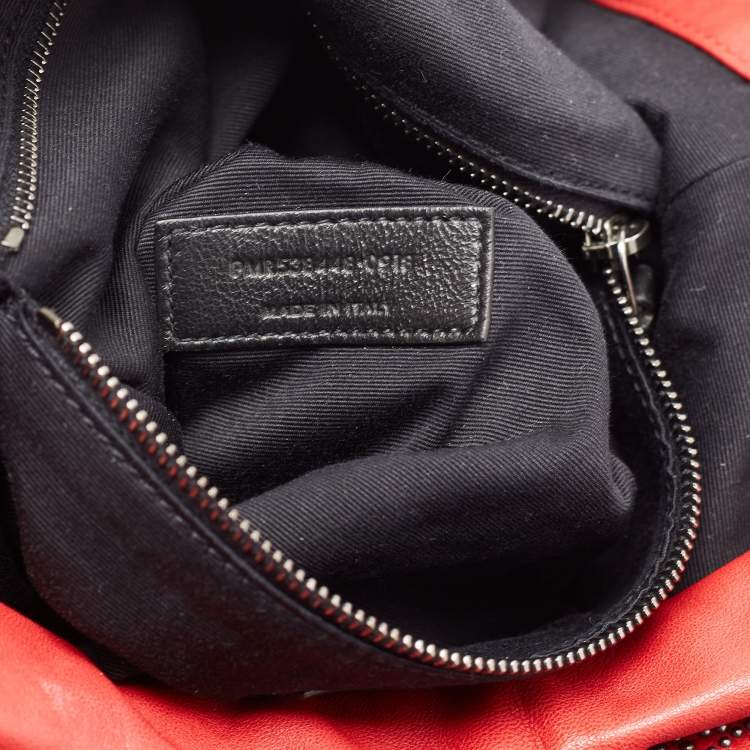Pre Owned Saint Laurent Red Leather Teddy Bandana Drawstring Shoulder Bag