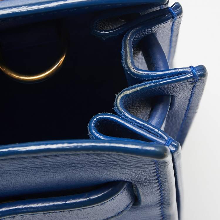 Pre Owned Saint Laurent Blue Leather Nano Classic Sac De Jour Tote