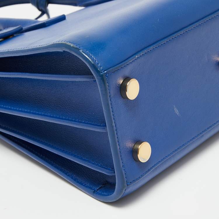 Pre Owned Saint Laurent Blue Leather Nano Classic Sac De Jour Tote