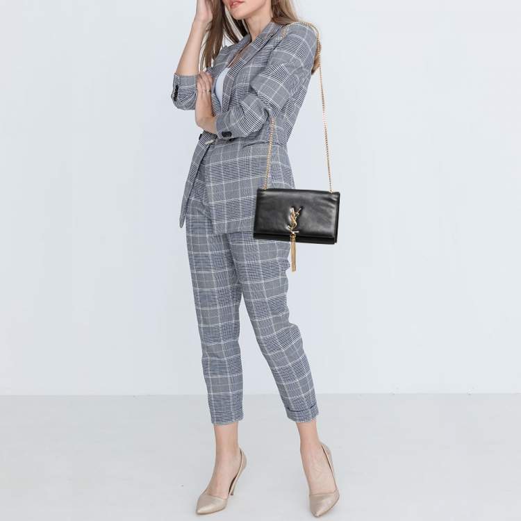 Pre Owned Saint Laurent Black Leather Kate Tassel Shoulder Bag
