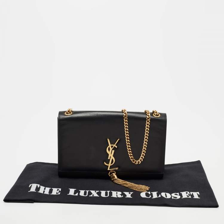 Pre Owned Saint Laurent Black Leather Kate Tassel Shoulder Bag