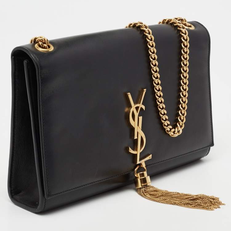 Pre Owned Saint Laurent Black Leather Kate Tassel Shoulder Bag