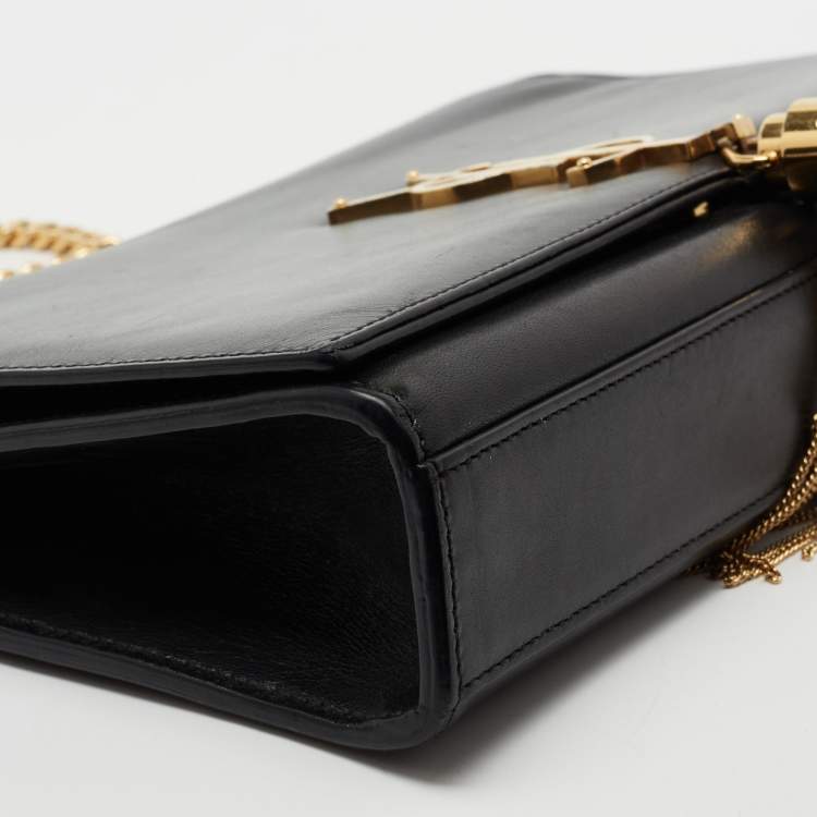 Pre Owned Saint Laurent Black Leather Kate Tassel Shoulder Bag