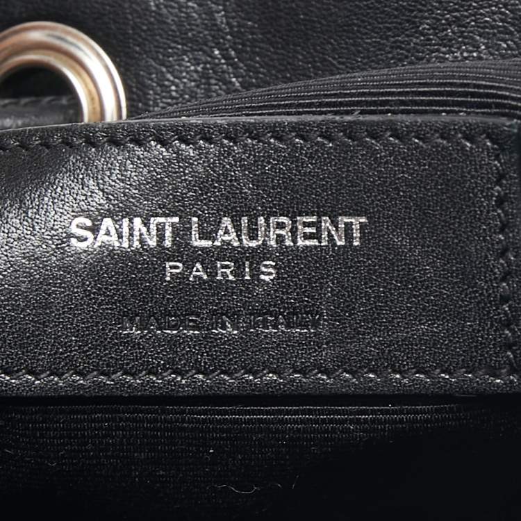Pre Owned Saint Laurent Black Leather Rider Bucket Bag