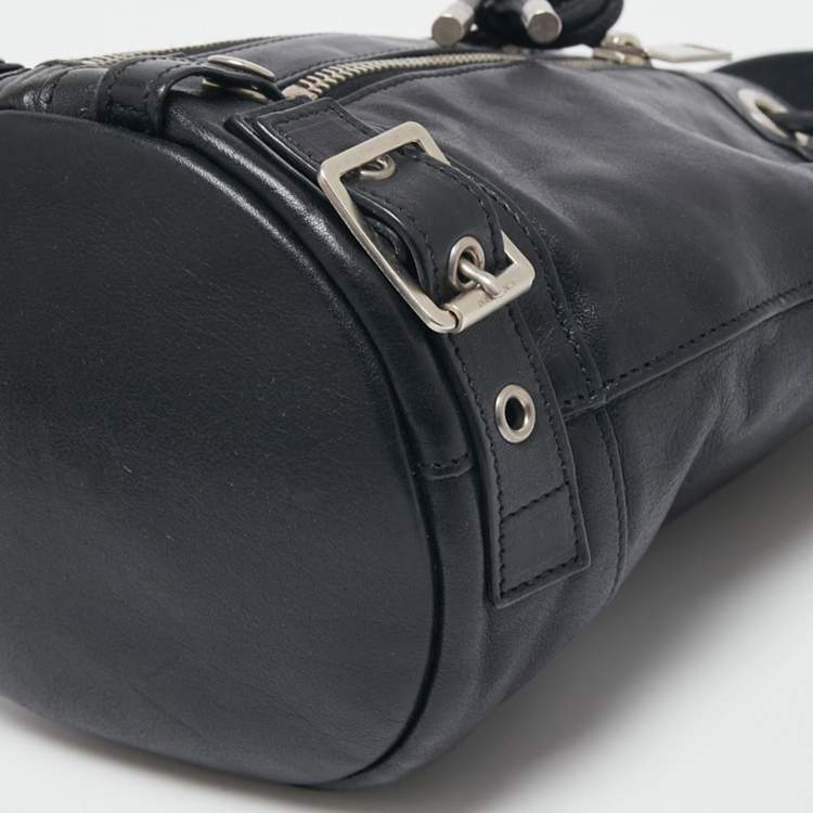 Pre Owned Saint Laurent Black Leather Rider Bucket Bag