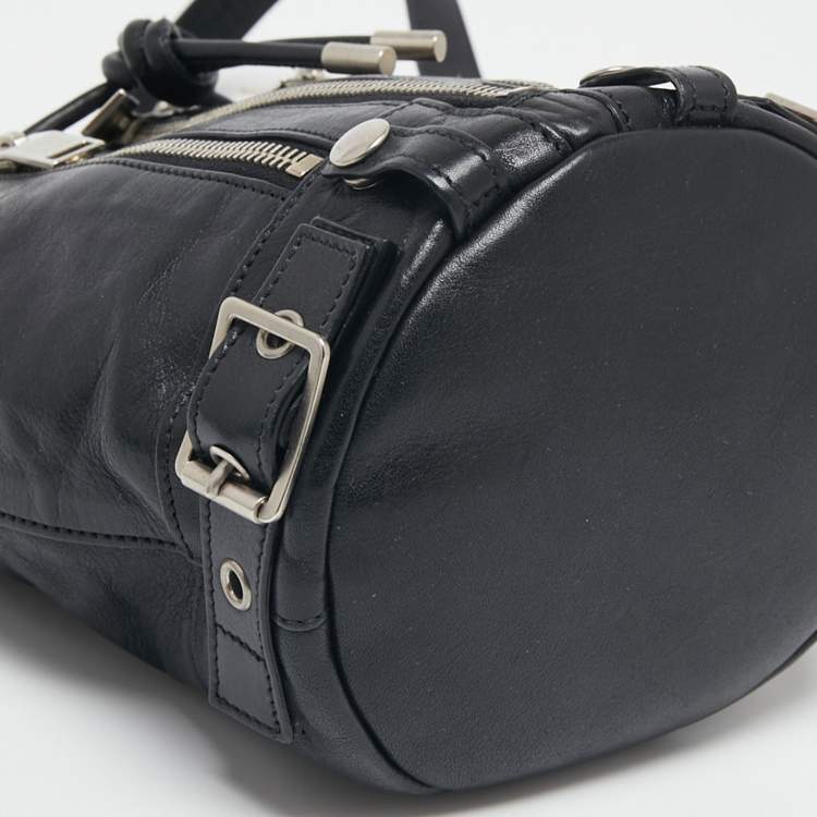 Pre Owned Saint Laurent Black Leather Rider Bucket Bag