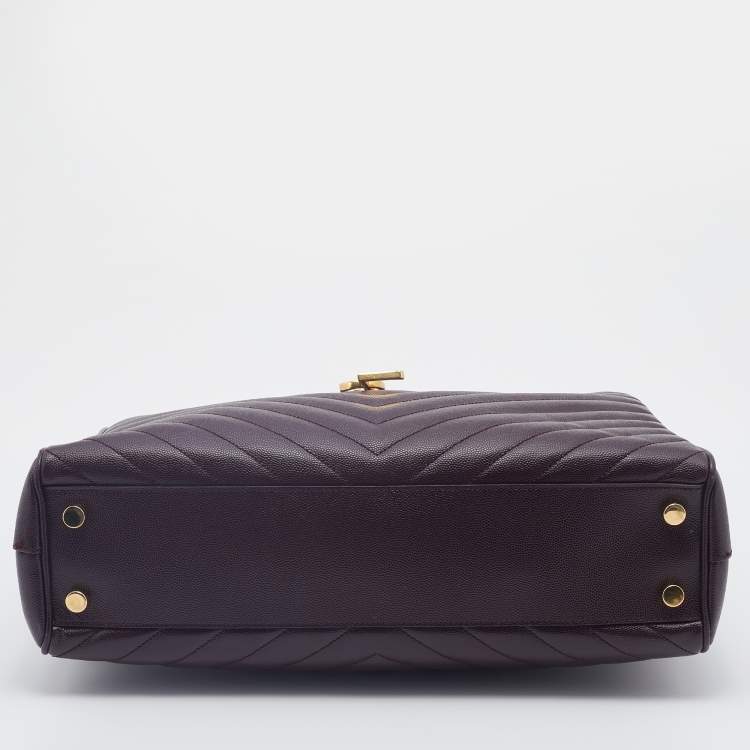 Pre Owned Saint Laurent Burgundy Matelasse Leather Cassandre Flap Bag