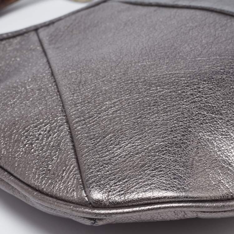 Pre Owned Yves Saint Laurent Grey Leather Mombasa Hobo