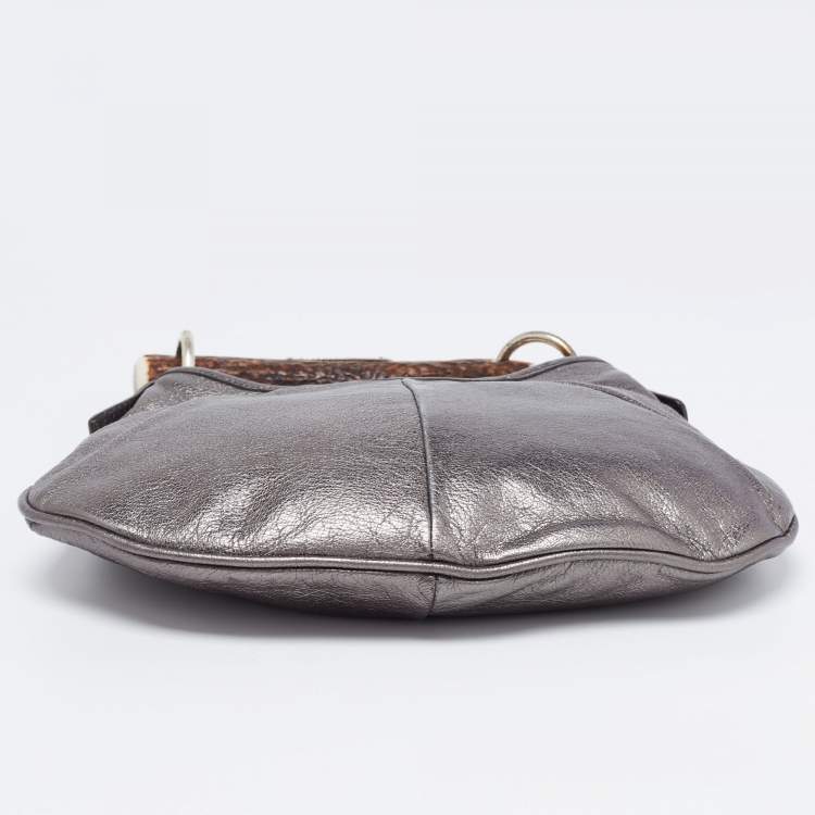 Pre Owned Yves Saint Laurent Grey Leather Mombasa Hobo