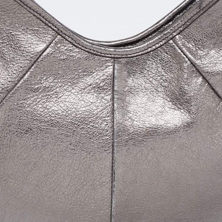 Pre Owned Yves Saint Laurent Grey Leather Mombasa Hobo