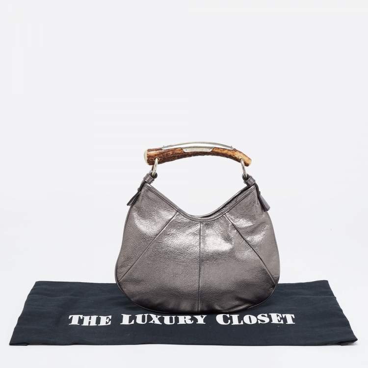 Pre Owned Yves Saint Laurent Grey Leather Mombasa Hobo