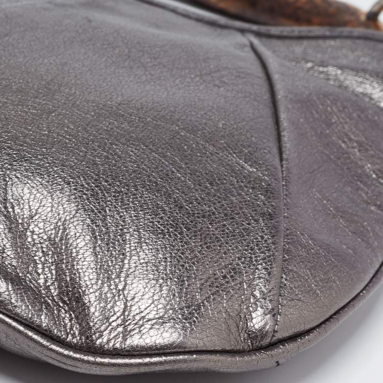 Pre Owned Yves Saint Laurent Grey Leather Mombasa Hobo
