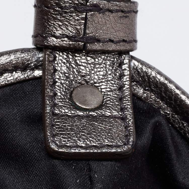 Pre Owned Yves Saint Laurent Grey Leather Mombasa Hobo