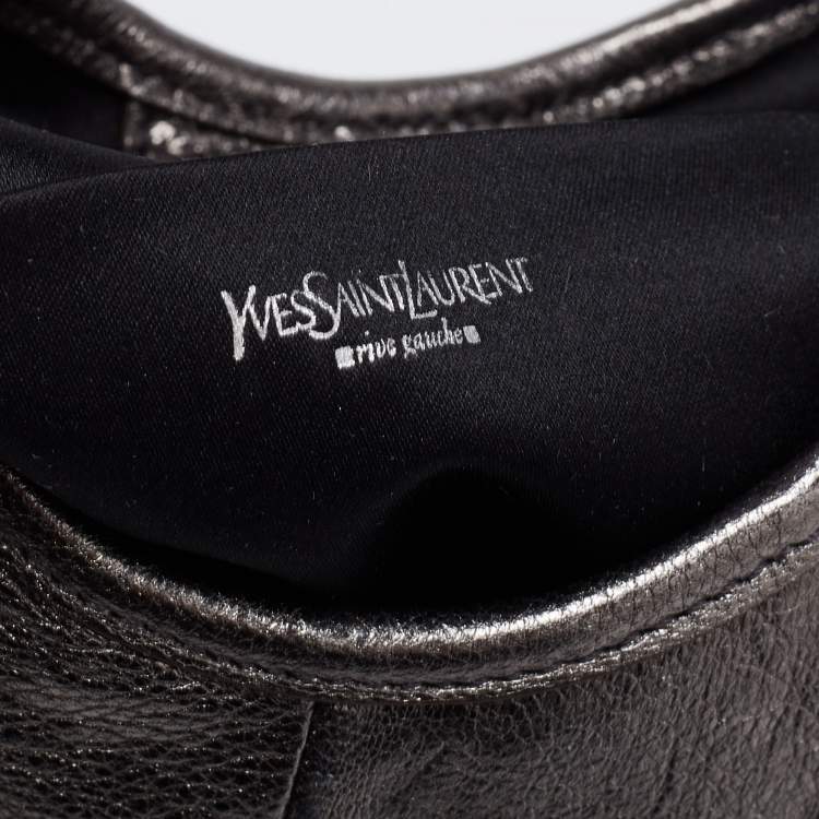 Pre Owned Yves Saint Laurent Grey Leather Mombasa Hobo