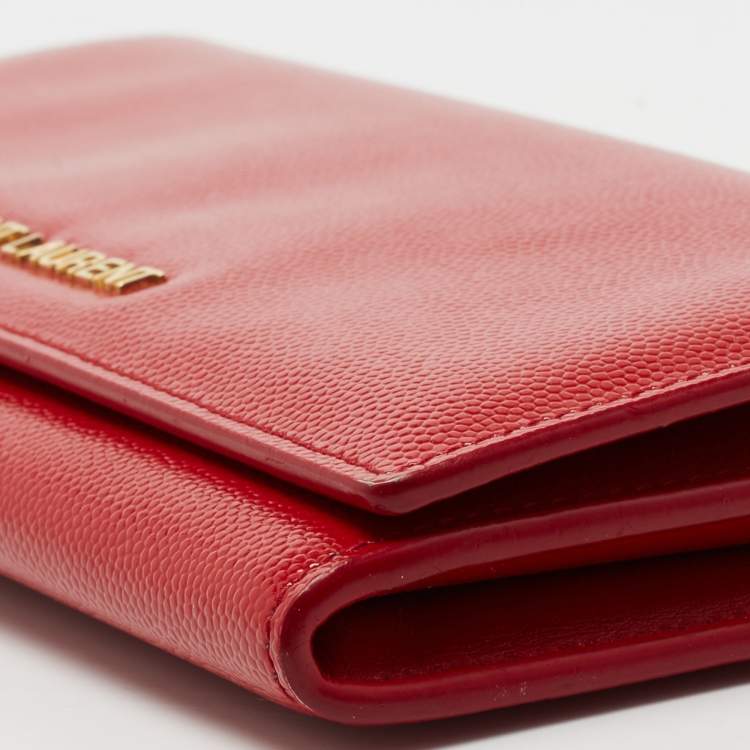 Pre Owned Saint Laurent Red Patent Leather Continental Wallet
