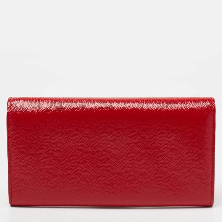 Pre Owned Saint Laurent Red Patent Leather Continental Wallet