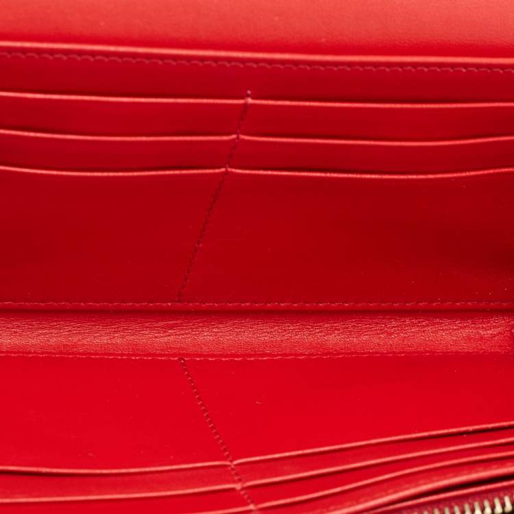 Pre Owned Saint Laurent Red Patent Leather Continental Wallet
