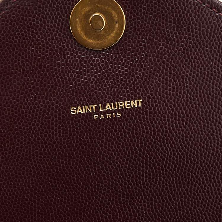 Pre Owned Saint Laurent Burgundy Leather Monogram Envelope Shoulder Bag