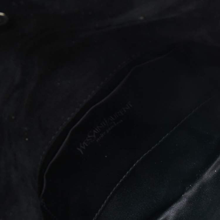 Pre Owned Saint Laurent Black Suede Embellished Clutch