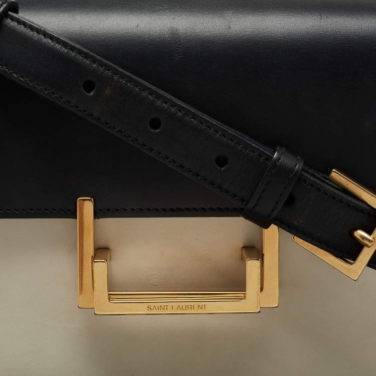 Pre Owned Saint Laurent Black/White Leather Lulu Shoulder Bag