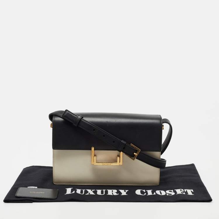 Pre Owned Saint Laurent Black/White Leather Lulu Shoulder Bag