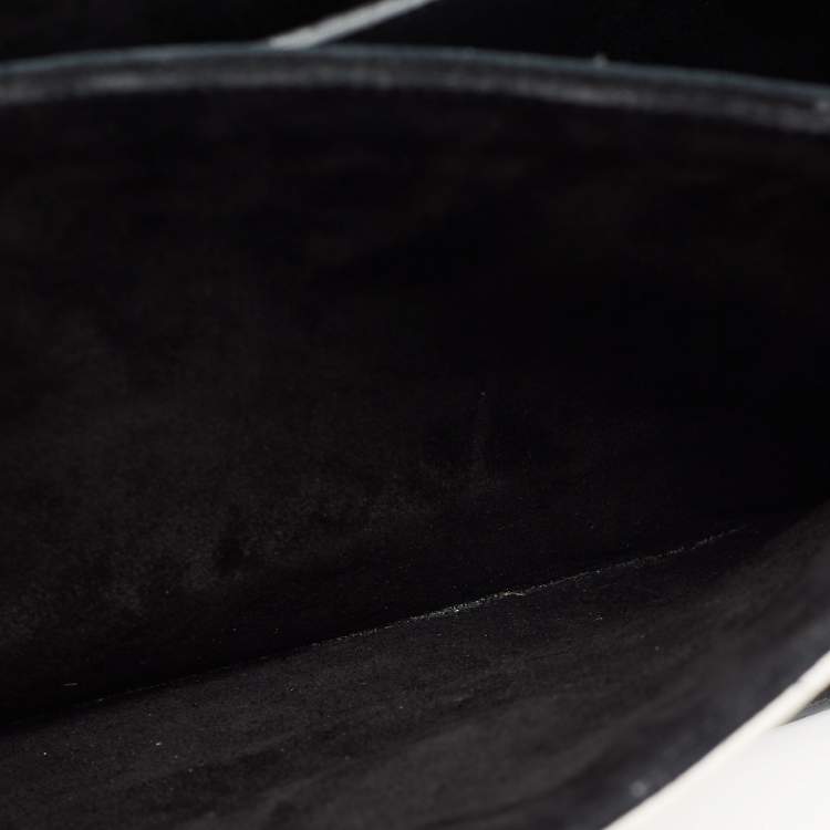 Pre Owned Saint Laurent Black/White Leather Lulu Shoulder Bag