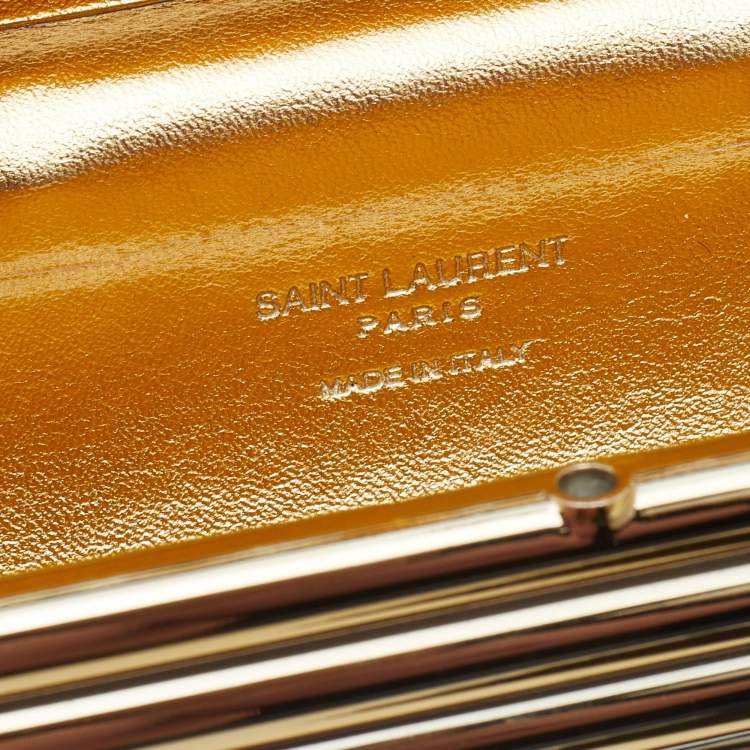 Pre Owned Saint Laurent Gold/Black Plexiglass Opium Tassel Minaudiere Bag
