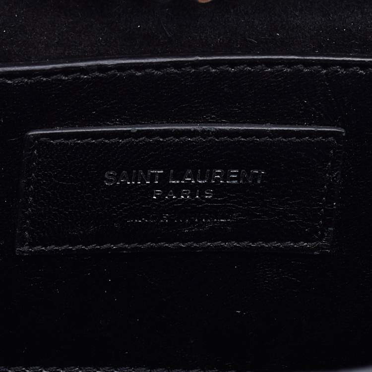Pre Owned Saint Laurent Black Python Embossed Leather Medium Kate Tassel Shoulder Bag