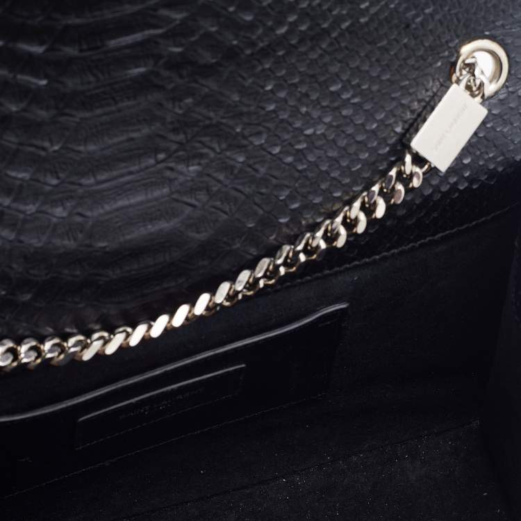 Pre Owned Saint Laurent Black Python Embossed Leather Medium Kate Tassel Shoulder Bag