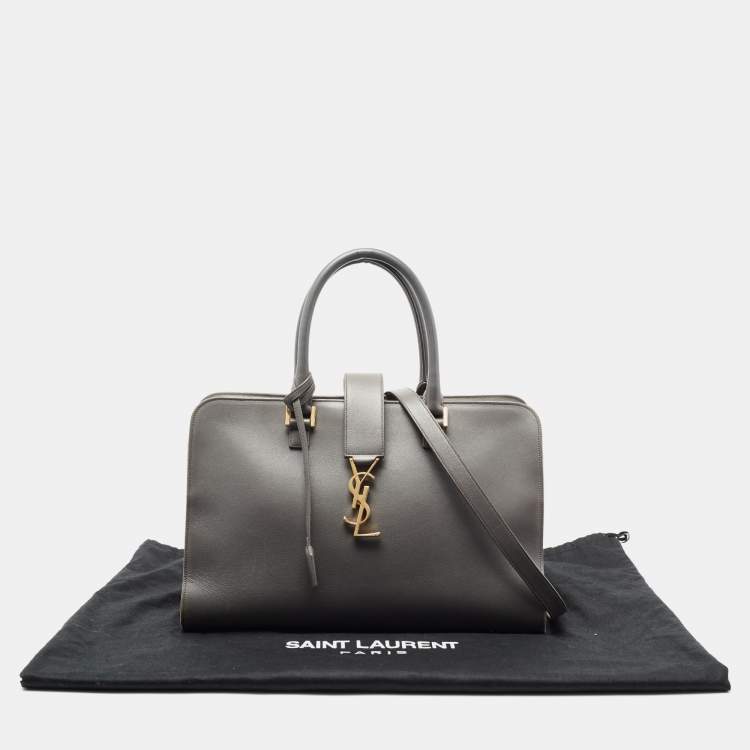 مملوكة مسبقًا Saint Laurent Grey Leather Monograme Cabas Tote