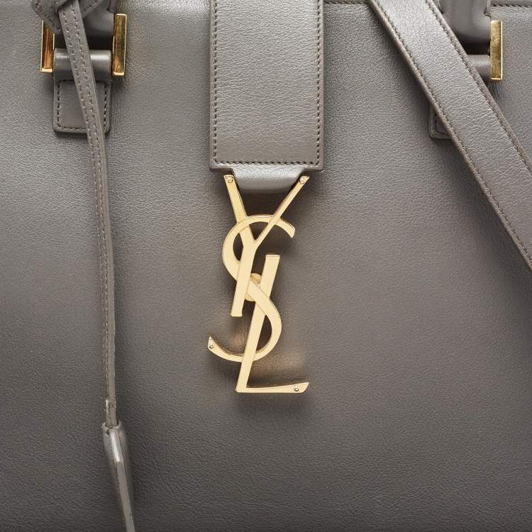 مملوكة مسبقًا Saint Laurent Grey Leather Monograme Cabas Tote