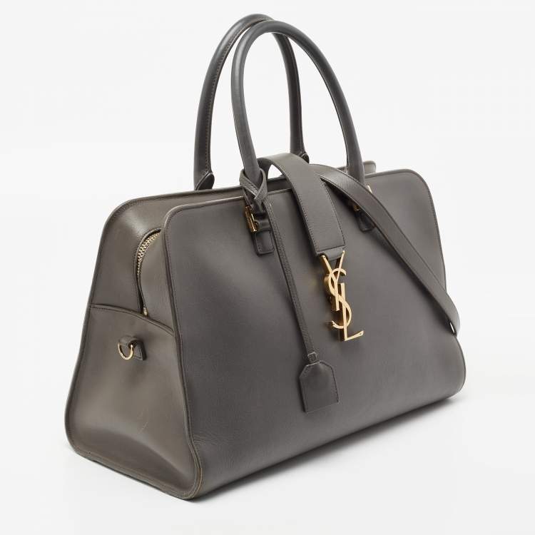 مملوكة مسبقًا Saint Laurent Grey Leather Monograme Cabas Tote