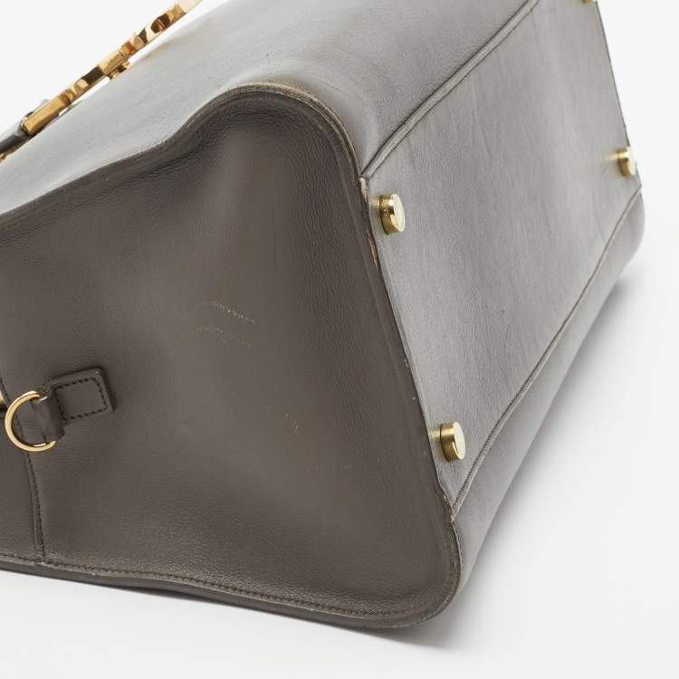 مملوكة مسبقًا Saint Laurent Grey Leather Monograme Cabas Tote