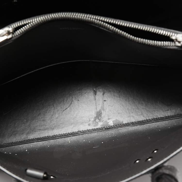 Pre Owned Saint Laurent Grey Dark Croc Embossed Leather Small Classic Sac De Jour Tote