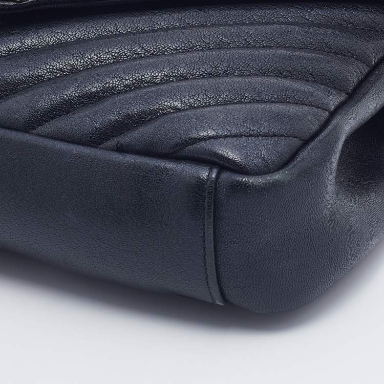 Pre Owned Saint Laurent Black Quilted Leather Medium College Top Handle Bag