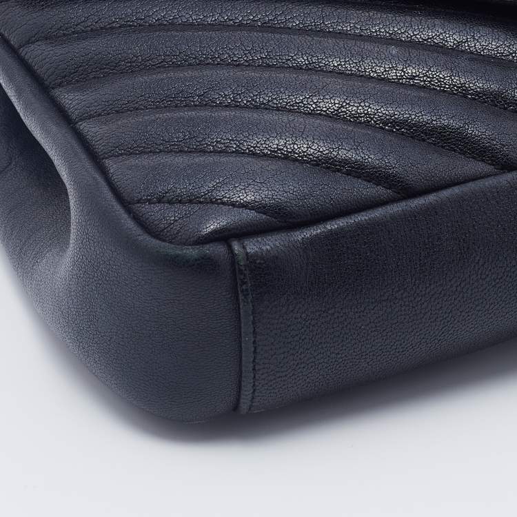 Pre Owned Saint Laurent Black Quilted Leather Medium College Top Handle Bag