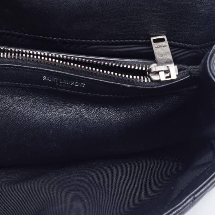 Pre Owned Saint Laurent Black Quilted Leather Medium College Top Handle Bag