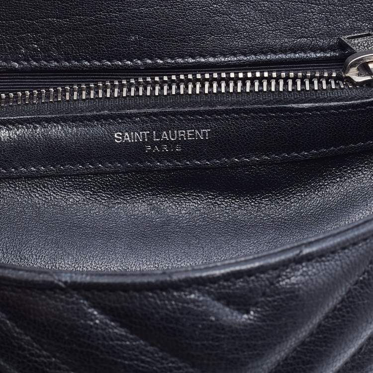 Pre Owned Saint Laurent Black Quilted Leather Medium College Top Handle Bag